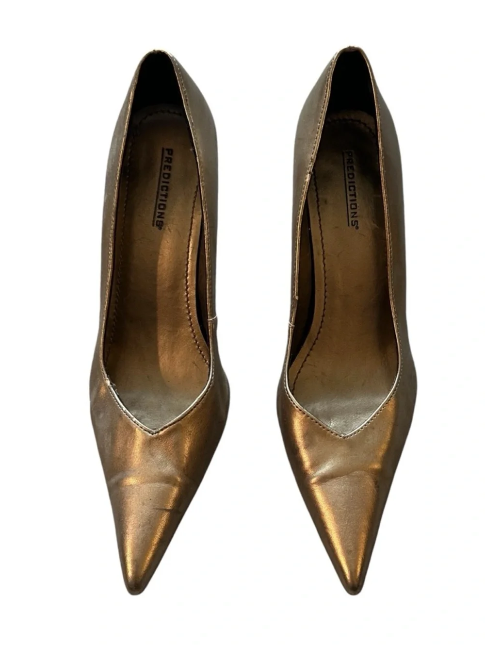 PREDICTIONS 8 Vintage Pewter Light Golf Metallic V Vamp Pumps Kitten